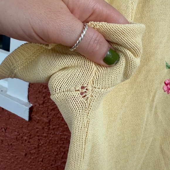Southern Lady Women’s Yellow Floral Embroidered Cardigan Size XL Summer Cottage - Picture 3 of 6